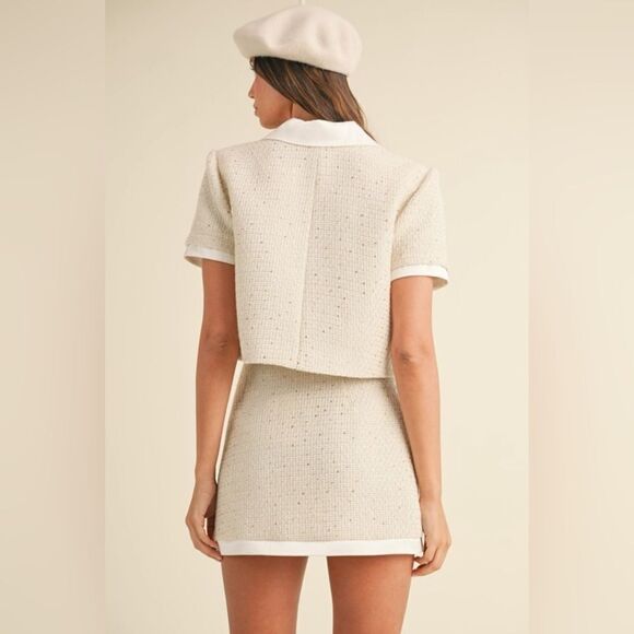 999. SARA SEQUIN TWEED RHINESTONE SKIRT/TOP SET - Picture 6 of 9